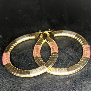 Elegant Gold and Pink Hoop Earrings